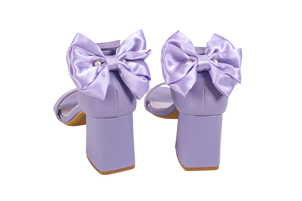 Women's Summer Purple Bow Decoration Open Toe Round Head Thick Heel Sandals Elegant Style