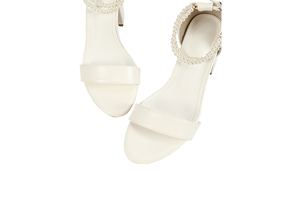 Women's Summer White Simple Open Toe Round Head Thick Heel Sandals Elegant Style