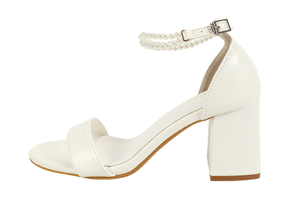 Women's Summer White Simple Open Toe Round Head Thick Heel Sandals Elegant Style