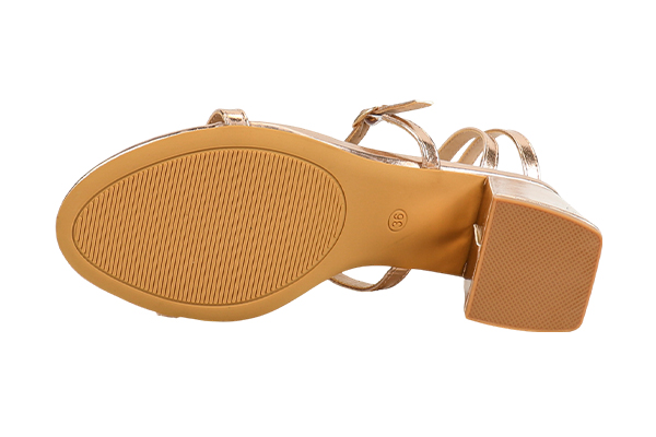 Women's Summer Gold Colored Gemstone Decoration Open Toe Round Head Thick Heel Sandals Fashion Style