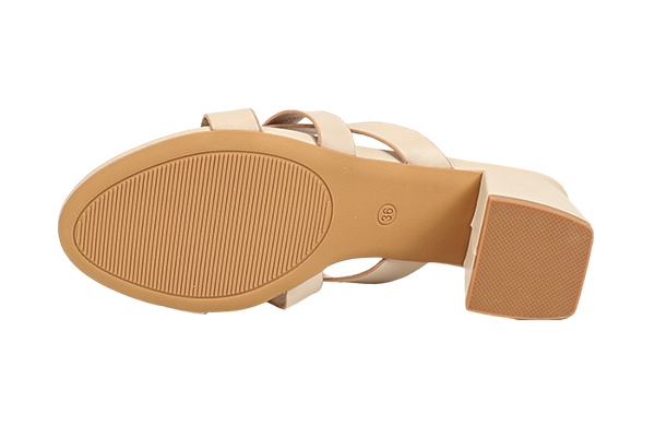 Women's Cross Strap Thick Heel Sandals Simple Style Summer Beige High Heel Slippers