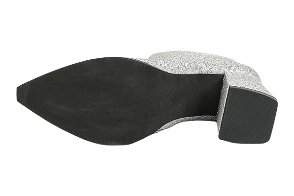 Women's Sequined Side Zipper Thick Heel Pointed Toe Ankle Boots Party Style Autumn and Winter Silver Boots