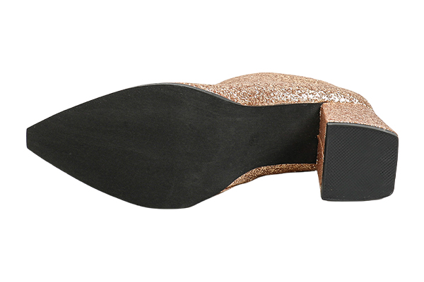 Women's Sequined Side Zipper Thick Heel Pointed Toe Ankle Boots Party Style Autumn and Winter Gold Boots
