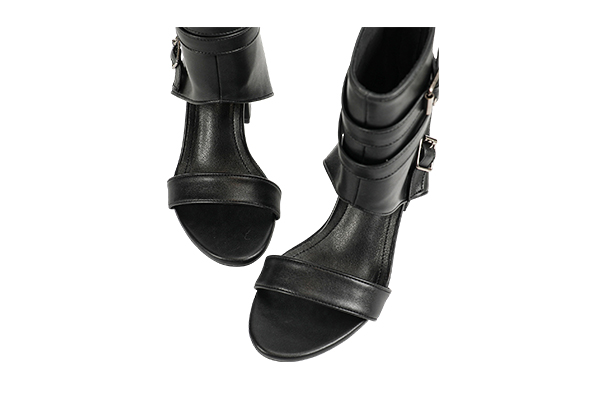 Women's Double-strap Thick-heeled Sandals Modern Summer Black High-heeled Sandals
