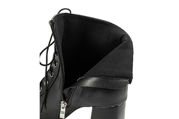 Women's Lace-up Side Zipper Thick Heel Pointed Toe Ankle Boots Retro Style Autumn and Winter Black Boots
